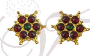 Flower Design Kemp Stone Ear stud Temple Jewellery 