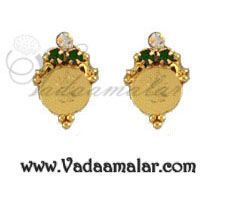 Coin Design Ear Stud Traditional Indian Earrings Micro Gold plated