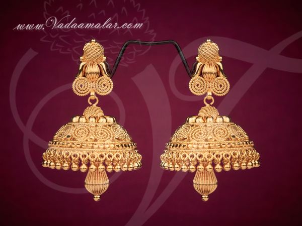 Beautiful large size Jhumka available Micro Gold plated Jhumki earrings