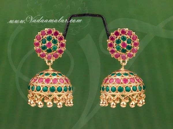 Gold Plated Ruby Emerald Stone Jhumka Jhumki Buy Online