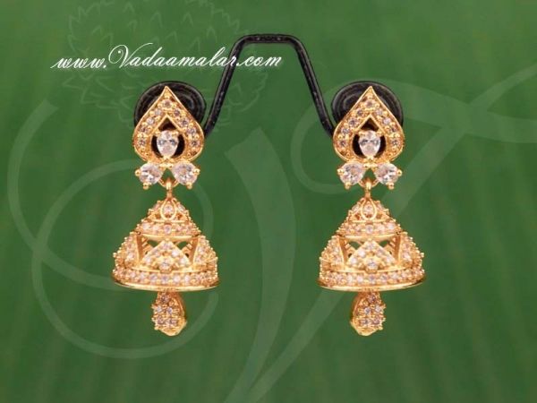 American diamond stone Indian design jhumki buy online