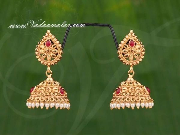 Jwellmart Indian Ethnic Partywear Traditional Gold Plated Jhumka Jhumki Dangle Earrings for Women and Girls