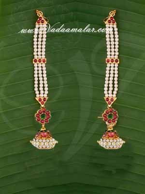 Kathak Jhumka Earrings with Kaan Chains pearl Jhumki Jhumka