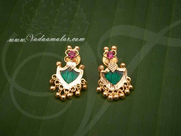 Green Kerala Earring Palakka Design Ear stud Traditional Indian Earrings Buy