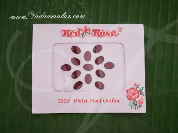2 sizes 10 sheets Maroon Color Oval Shape Bindhis Sticker Pottu