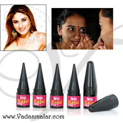 EyeTex Kajal Long tip stick India Eye Makeup - 6 pieces Black