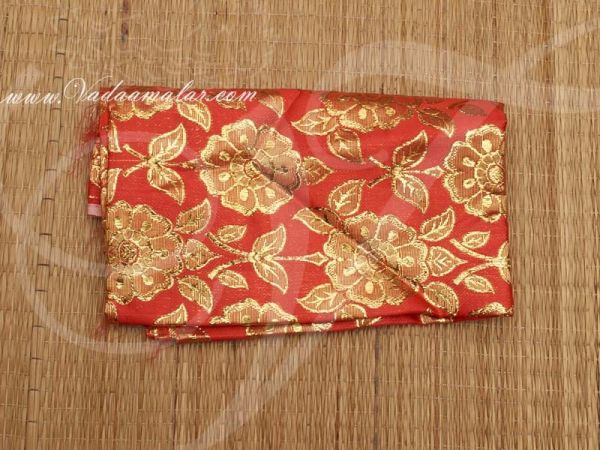 Gold flower print synthetic fabric for decorations - Red Buy Online