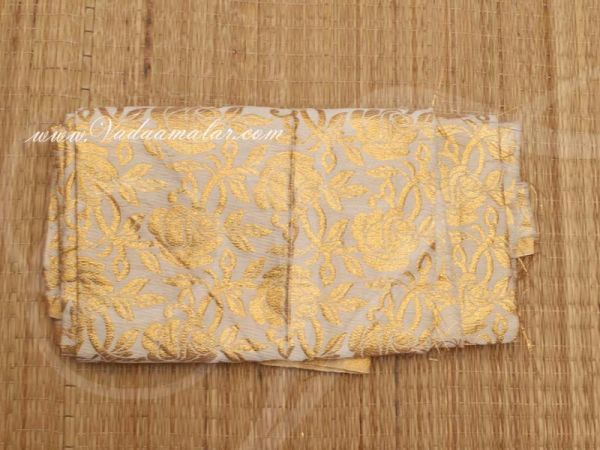 Gold flower print synthetic fabric for decorations - Cream Buy Online