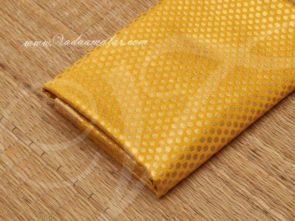 Gold Design print synthetic fabric for decorations - Yellow Buy Online