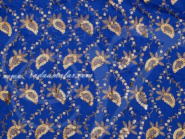 Gold Leaf synthetic sequin fabric for decorations - Blue Buy Online