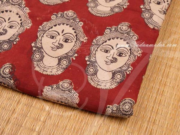 Kalamkari Fabric Doll Face Design Material Pure Cotton 1 Meter