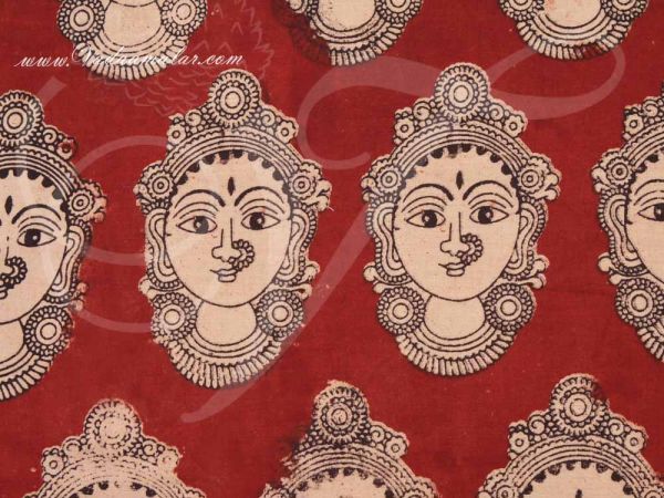 Kalamkari Fabric Doll Face Design Material Pure Cotton 1 Meter