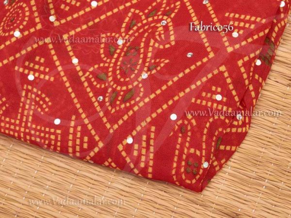 Background Decoration Red with gold Cotton Puja Aasan / Pooja Mat / God Cloth for Pooja 1 meter