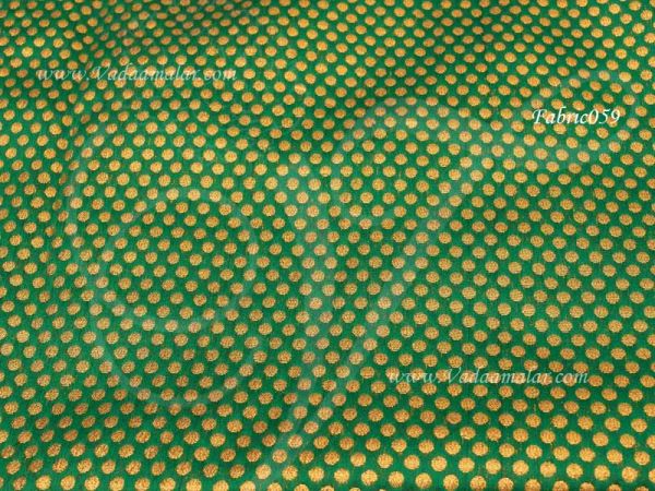 Polka Dots Green Colour with Gold Design Synthetic Fabric Background Decoration