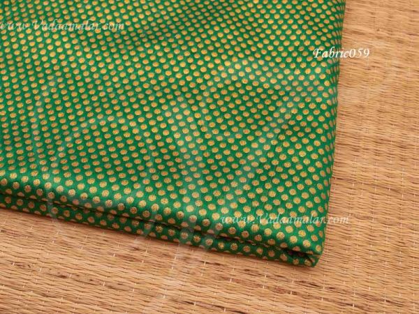 Polka Dots Green Colour with Gold Design Synthetic Fabric Background Decoration
