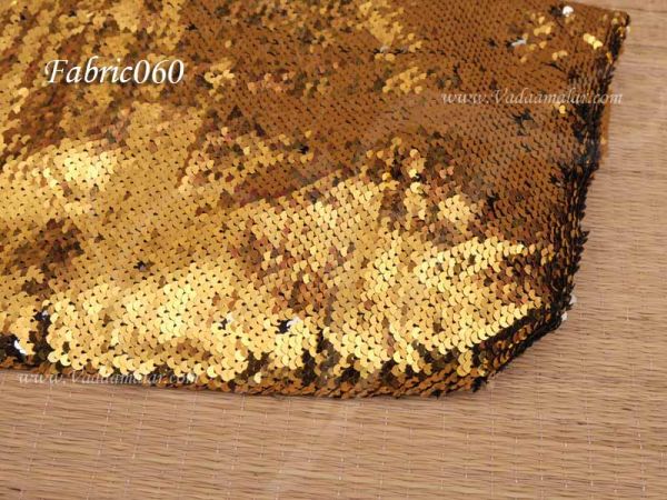 Black Fabric gold with silver Sequins stone Material 1 Meter
