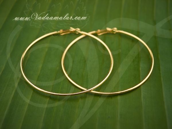 Round Ring Type Earring Gold Color Hoop Earrings - Large size