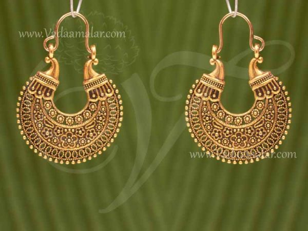  Earring Moon Design Gold Oxidised Colour Ear Hangings Buy Now