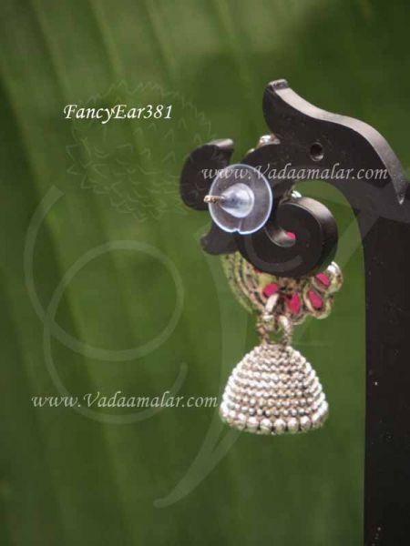 Earring Silver Oxidised Jhumkas 1.5 Inches