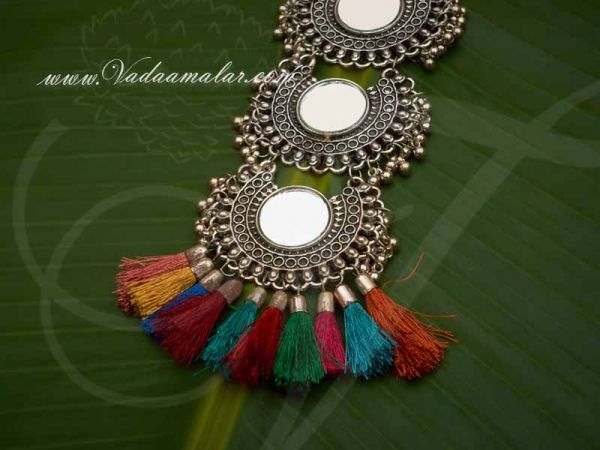 Trendy Design Pendant with Silver Color Long Necklace for Saree Salwar