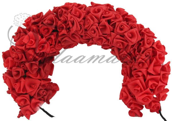 Artificial Rose Red Flower for hair braid Band India Festival Wedding Dances