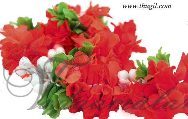 10 meters of Red and green Cloth Artificial decoration flowers Festivals Weddings India