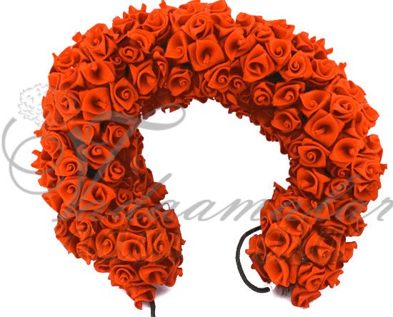 Artificial Rose Orange Flower for hair braid Band India Festival Wedding Dances