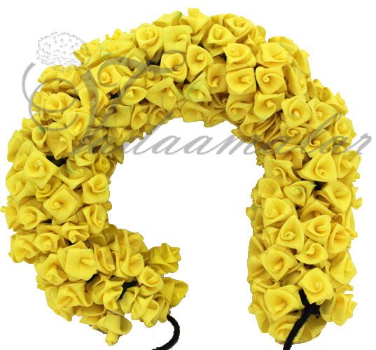 Artificial Rose Yellow Flower for hair braid Band India Festival Wedding Dances