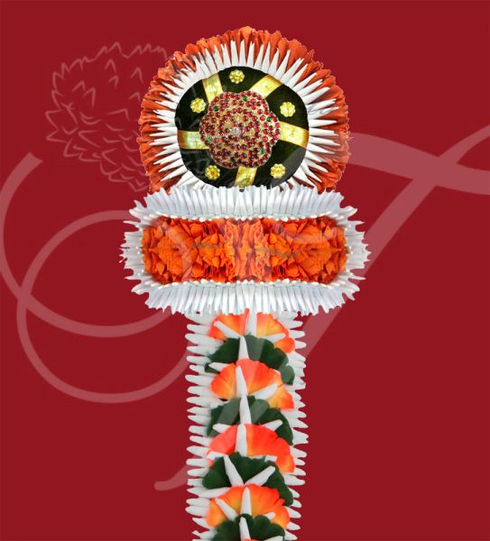 Gajra hair flower Bridal bharatanatyam set White and Orange paper flowers 