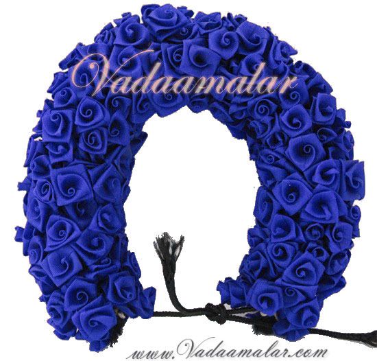 Blue Color Rose Flower for Hair Braid Band India Wedding Dances