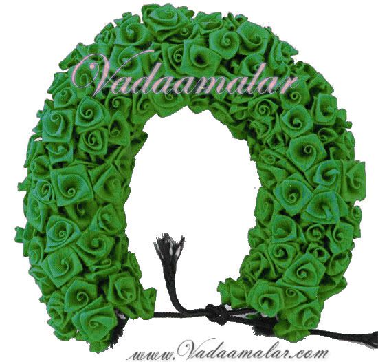Green Color Rose Flower for Hair Braid Band India Wedding Dances