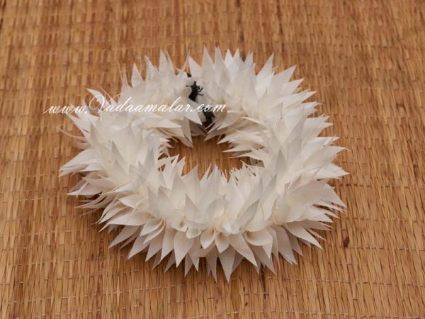 Cloth White Flower Flowers Band Ring Hair Braid Bharathanatyam or Kuchipudi