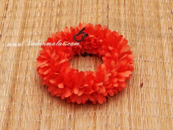 Artificial Orange Color Flower Strand For Hair Braid Band India Festival Wedding Dances 
