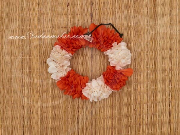 White and Orange Artificial Flower Strand For Hair Braid Band Indian Wedding Dances