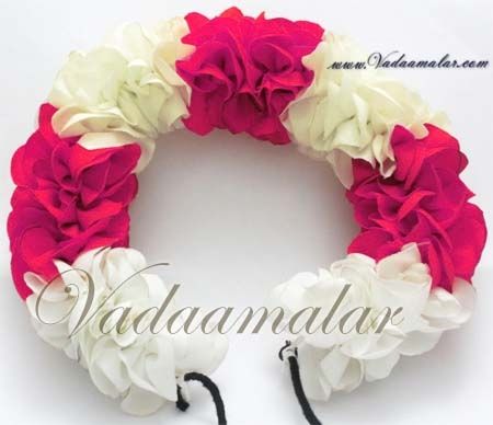 Multi Color Fabric Flower Strand For Hair Braid For Indian Wedding, Barathanatyam and Kuchipudi