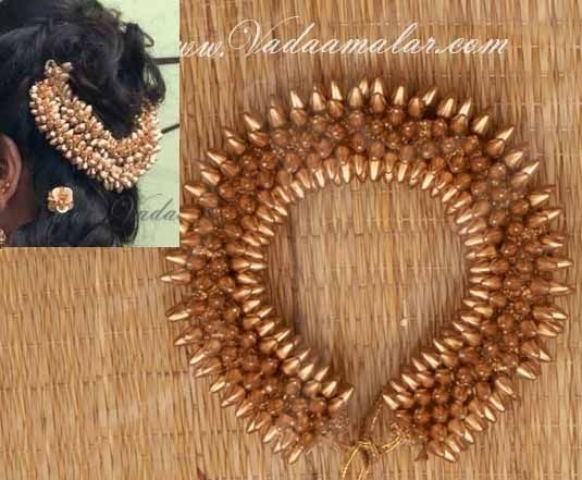 Gold Colour Jasmine Veni Gajra Flower band for hair braid For Indian Wedding Buy Now