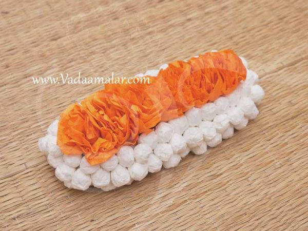 Paper Flower Gajra Flowers Band Ring Hair Braid Bharathanatyam or Kuchipudi Buy Now