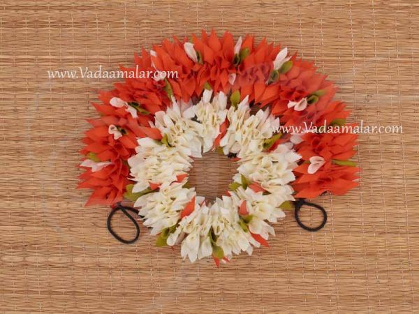 Jasmine Kanakambaram Cloth Veni Flowers braid Band  for Bharathanatyam and Kuchipudi