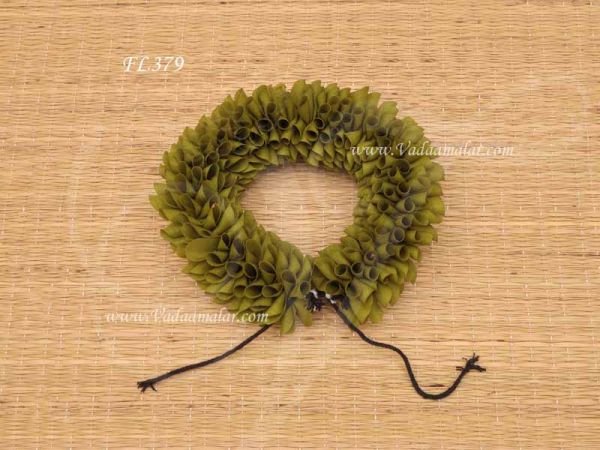 Olive Green Veni Flower Band Gajra Hair Braid Kuchipudi
