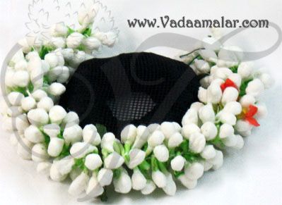 Indian Artificial Paper White Jasmin Jasmine Flower String Band Gajra for hair