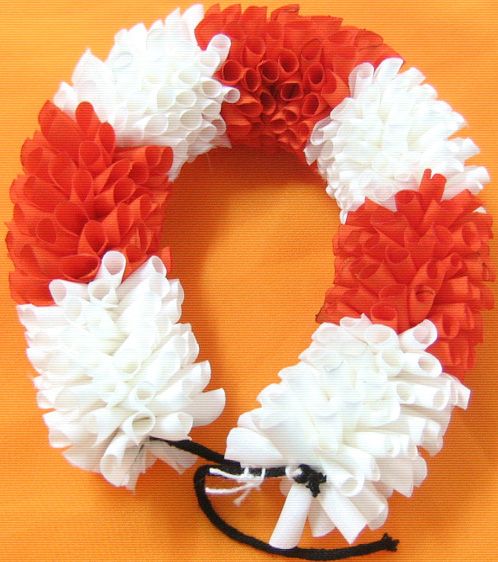 Artificial Flower for hair braid Band in orange and white Bharatanatyam