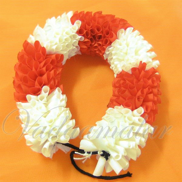Veni Flower Paper Orange and Cream Kanakaambaram Jasmine Ring for hair