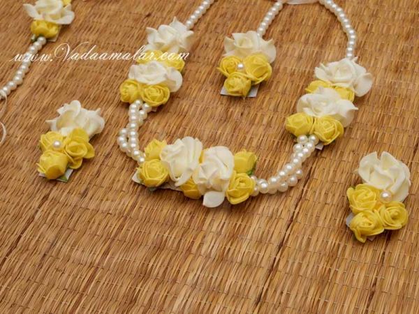 Unique flower jeweller for Bridal decorations Haldi or Mehendi  - Yellow