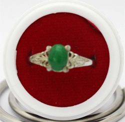 Silver Green stone traditional Indian finger ring rings Semi-precious Stones
