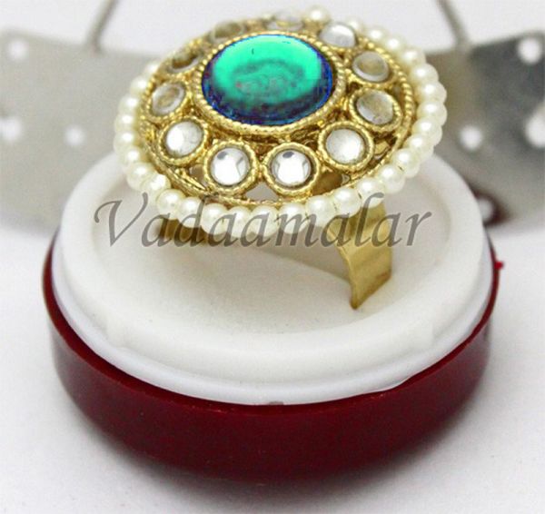 Jodha Akbar Trendy Turquoise stone Indian large finger ring rings Semi-precious Stones