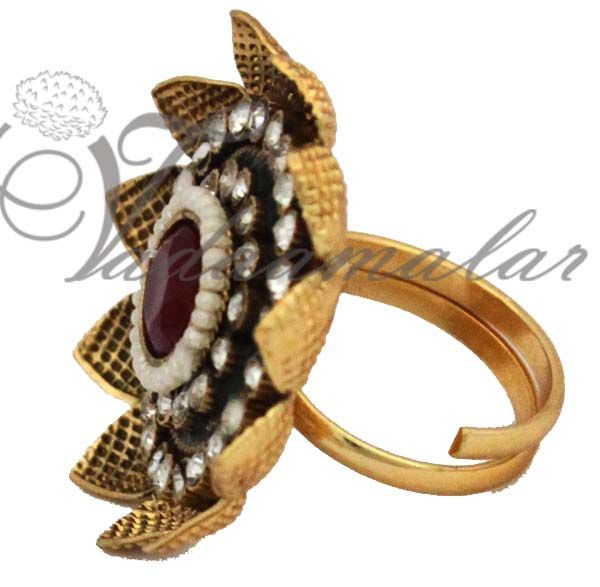 Flower designer finger ring Kundan rings stones