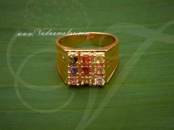 Navaratna Finger Ring Mothiram Gold plated 9 stones Buy Online