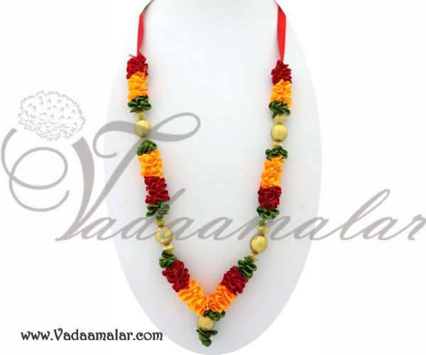 Small Deity Statue Garland colourful synthetic Garlands Maala - 2 pieces