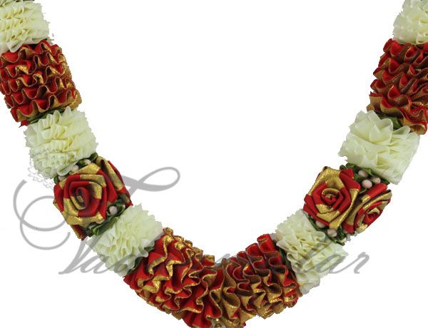 Decorative Artificial Flower Garland Garlands Red & Cream synthetic cloth Maala