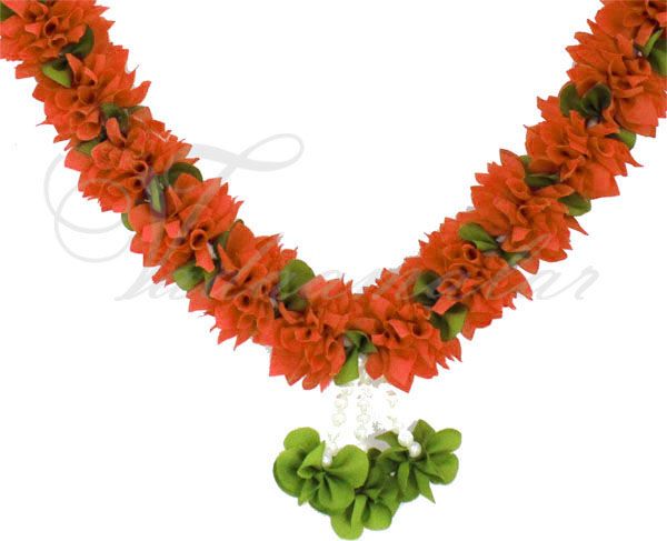 Gorgeous orange and green color artificial wedding 